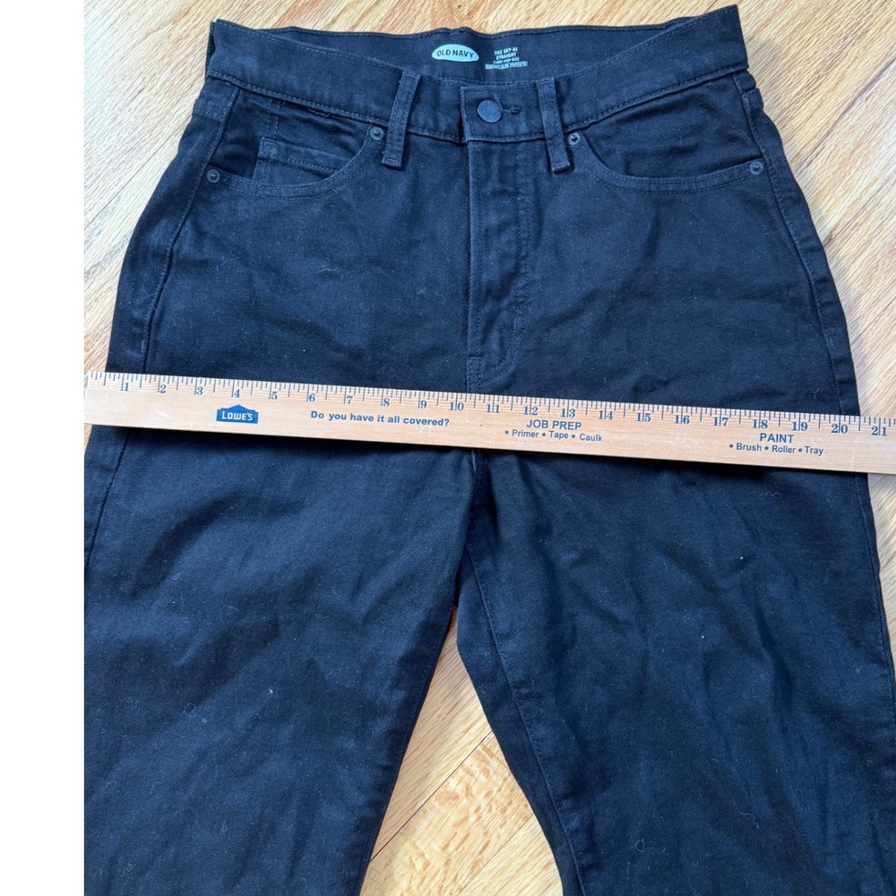 Old Navy Womens The Sky High Straight Black Jeans Extra High Rise Slim Pocket - Picture 7 of 8